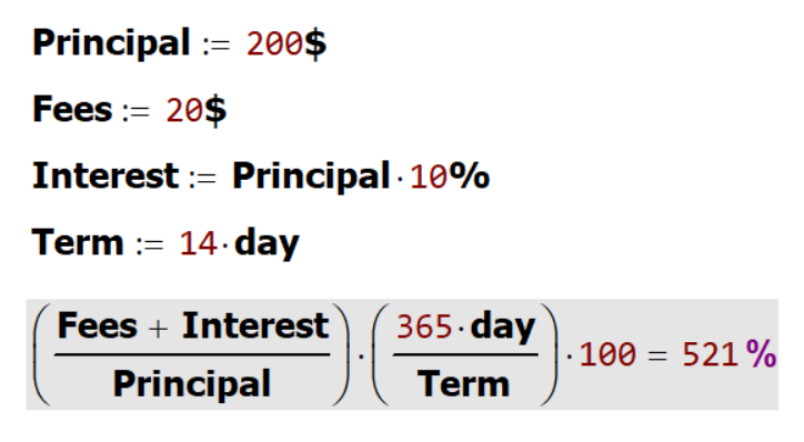 Payday on sale loan calculator
